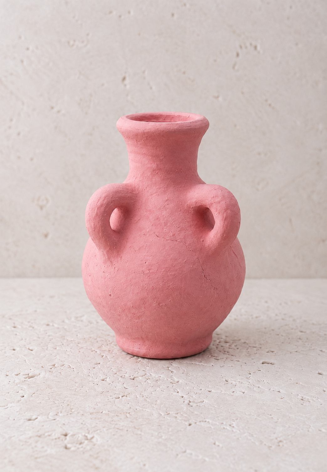 Vaso anfora rosa corallo con rami secchi